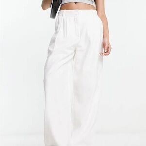 Abercrombie & Fitch White Wide-Leg Trousers